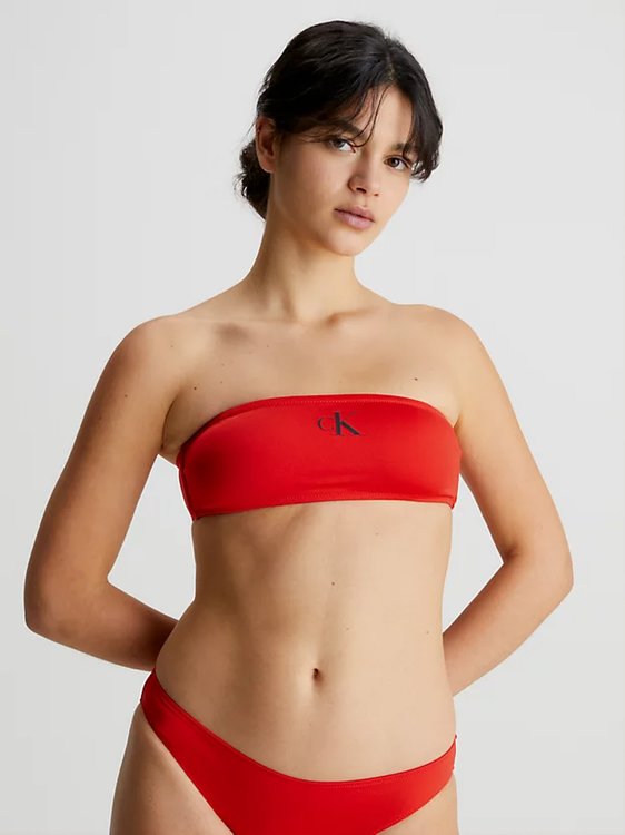 CK Monogram plavky - Horní díl – Calvin Klein Swimwear, Červená barva Ženy