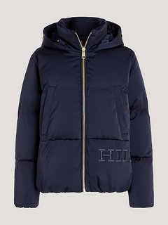 Sateen Hooded bunda Navy barva Ženy