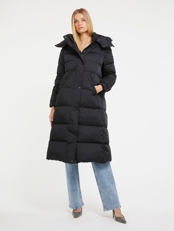 Ines Long Down kabát – GUESS, Černá barva Ženy