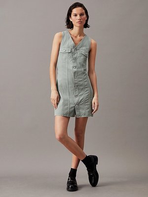 Calvin Klein Jeans – Washed Utility šaty, Zelená barva