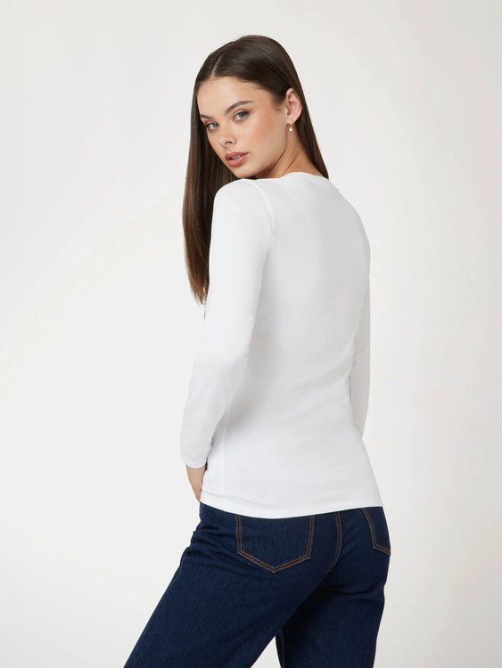 Módní Studded Logo triko, Bílá barva, 2024