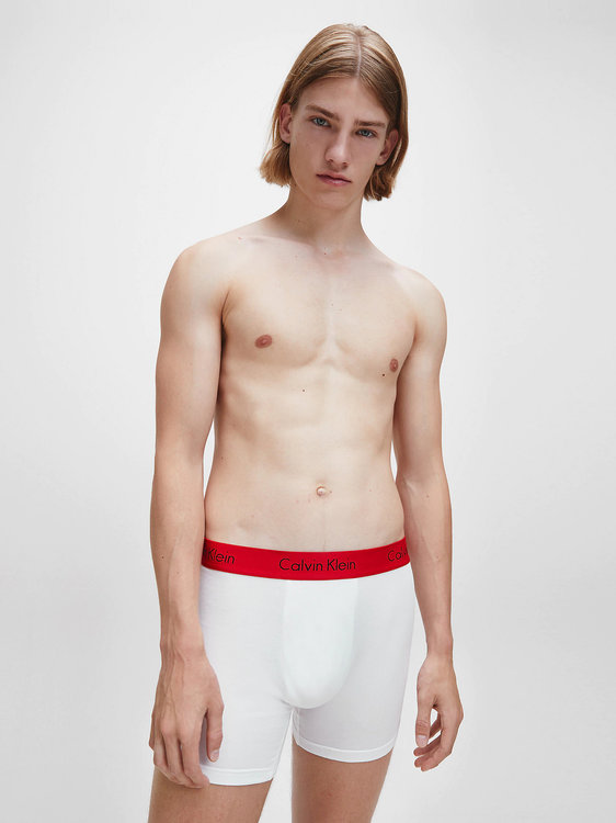 Stretch Boxery – Calvin Klein Underwear, Bílá, Červená barva Muži