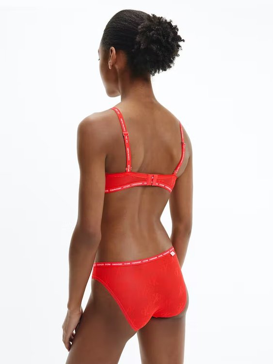 Módní CK One Logo Mesh braletka, Červená barva, 2022