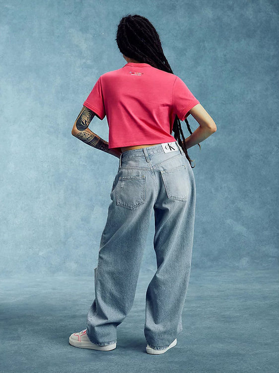 Módní Logo crop tričko, Růžová barva, 2022