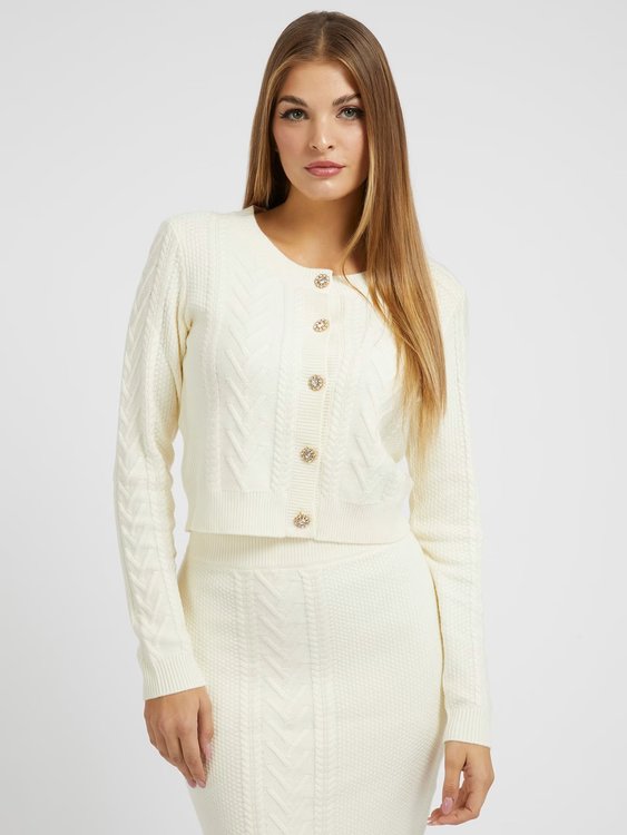 GUESS – Edith svetr, Krémová barva