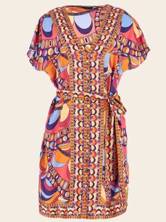 Luxusní Tulum šaty, Oranžová, Růžová barva, M