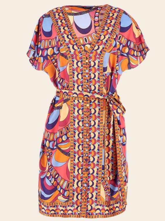 Luxusní Tulum šaty, Oranžová, Růžová barva, M