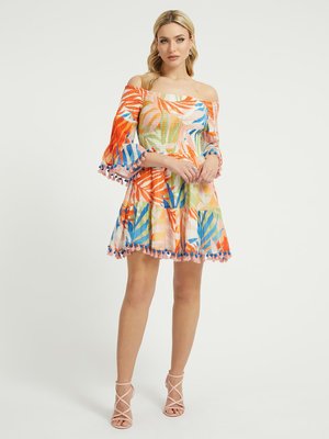 GUESS – Charlotte šaty, Multi, Oranžová barva