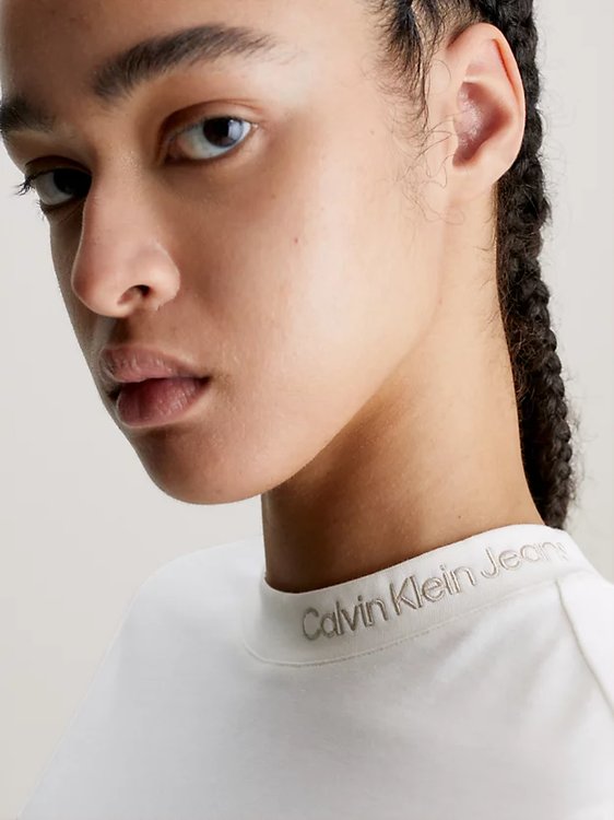 Luxusní Embroidered Neckline triko, Bílá barva, XS, S, M, L, XL