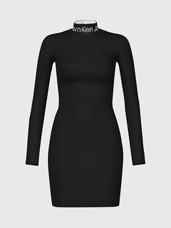 Logo Intarsia šaty Černá barva Ženy