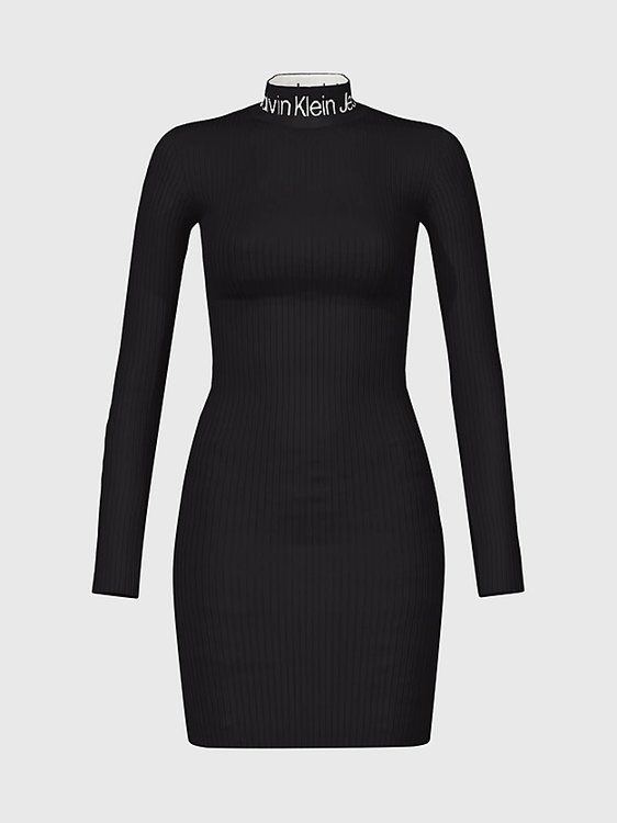 Logo Intarsia šaty Černá barva Ženy