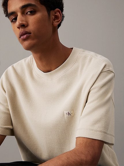 Módní Waffle Woven triko, Béžová, Hnědá barva, 2024