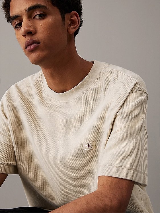 Módní Waffle Woven triko, Béžová, Hnědá barva, 2024