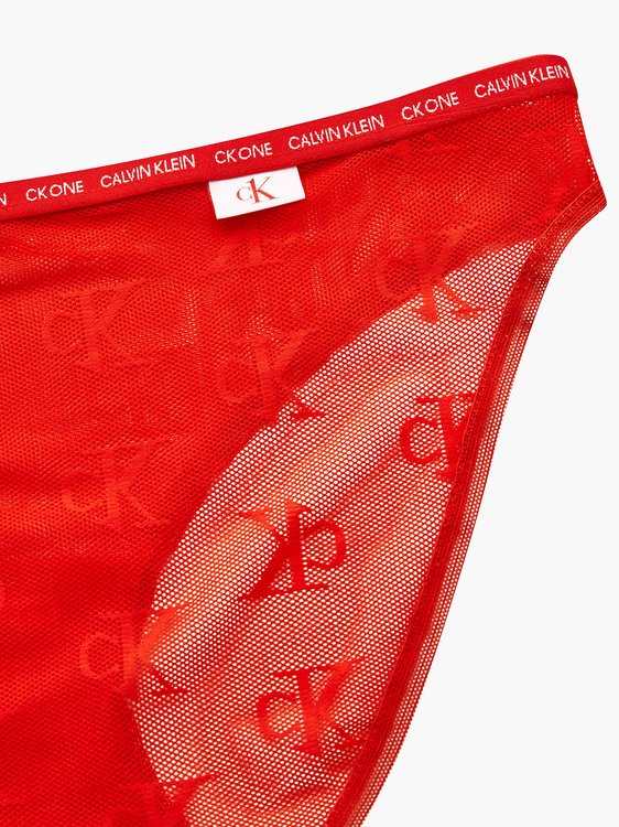 CK One Logo Mesh bikiny Červená barva Ženy