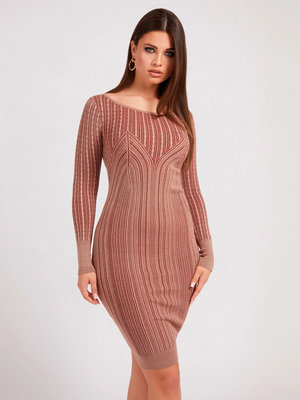 Módní Alexia šaty, Béžová, Hnědá barva, 2022