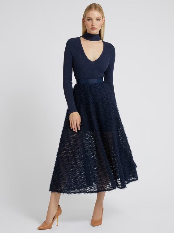 Módní Eleonor sukně, Modrá, Navy barva, 2023