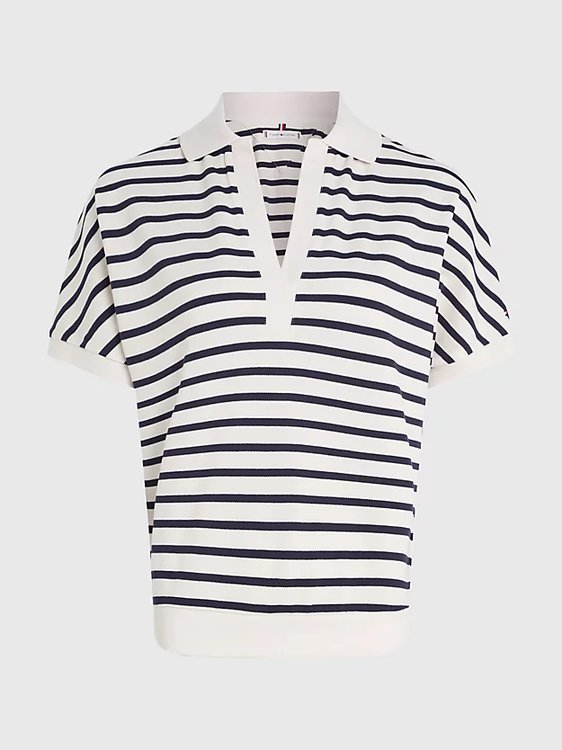 Stripe Relaxed Polo triko Bílá barva Ženy