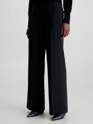 Calvin Klein – Structure Twill Wide kalhoty, Černá barva
