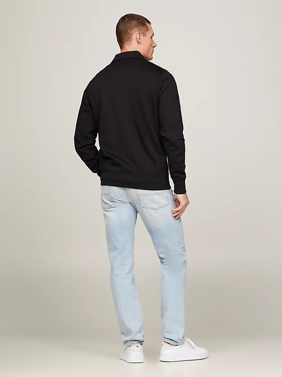 Módní Tommy Logo Zip mikina, Černá barva, 2024