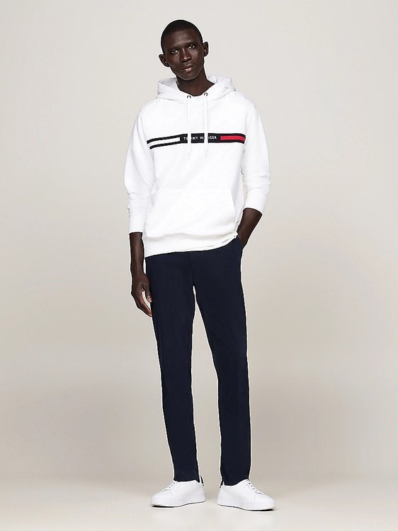 Chest Logo Drawstring mikina – Tommy Hilfiger, Bílá barva Muži