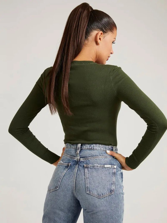 Luxusní Edith svetr, Khaki barva, XS, S, M, XL