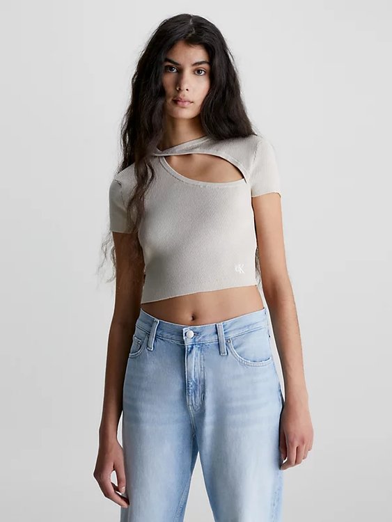 Calvin Klein Jeans – Asymmetric top, Béžová barva