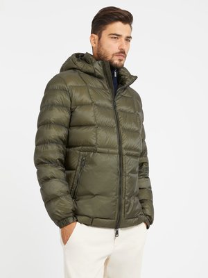 GUESS – Light Puffa péřová bunda, Zelená barva