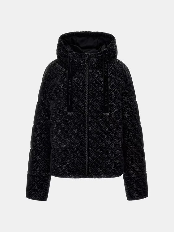 4G Logo Hooded Puffa bunda Černá barva Ženy