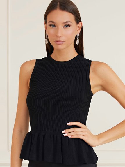 Módní Echo svetrový top, Černá barva, 2023