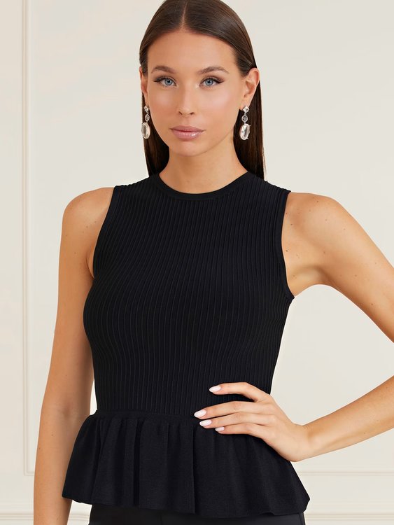 Módní Echo svetrový top, Černá barva, 2023