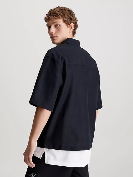 Módní Linen košile, Černá barva, 2024