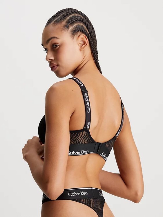 Módní Modern Lace podprsenka, Černá barva, 2024