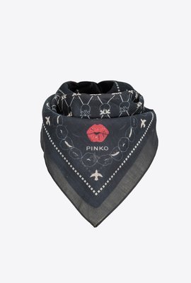 Pinko – Monogram bandana šátek, Černá barva