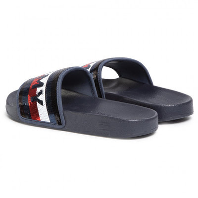 Módní Sequins pantofle, Navy barva, 2020