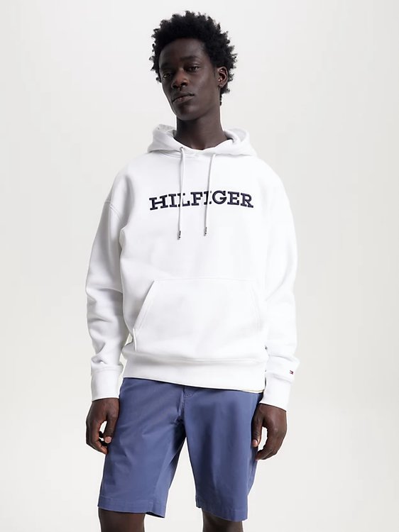 Tommy Hilfiger – Monotype Embro mikina, Bílá barva