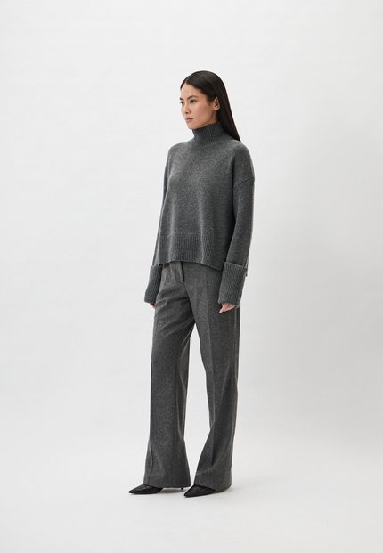 Calvin Klein – Flannel Wool Slim kalhoty, Béžová barva