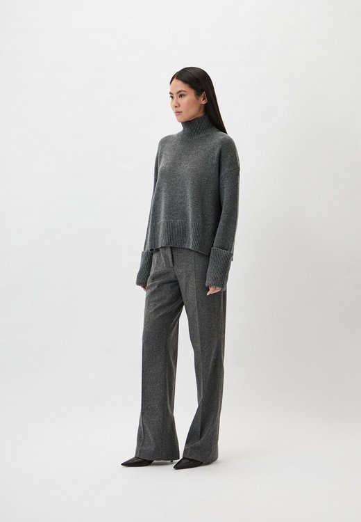 Calvin Klein – Flannel Wool Slim kalhoty, Béžová barva