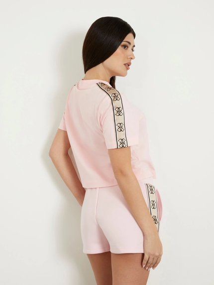 Módní Britney Crop triko, Růžová barva, 2024