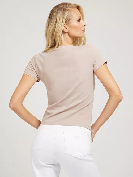 Luxusní Front logo tričko, Krémová barva, XS, S, M, L, XL