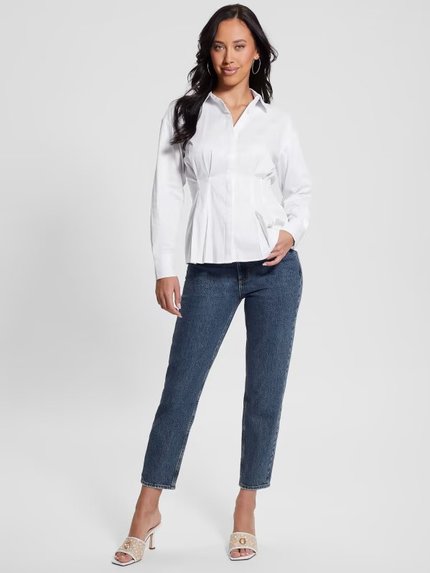 Módní Agata košile, Bílá barva, 2023