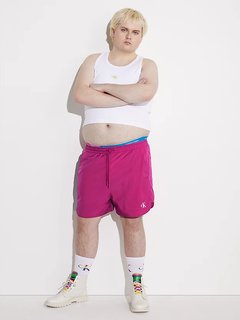 Calvin Klein Jeans – Monologo Nylon šortky, Růžová barva 1