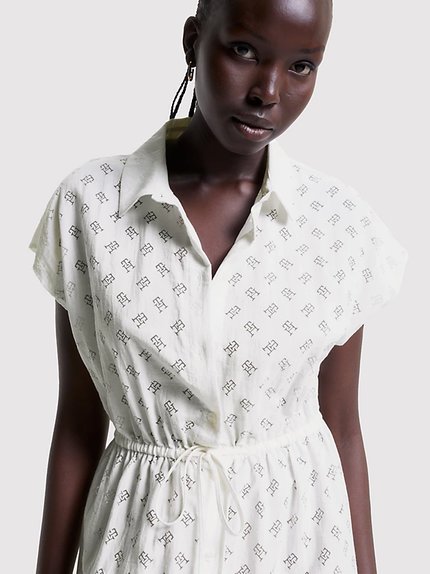 Módní Devore Midi šaty, Bílá barva, 2023