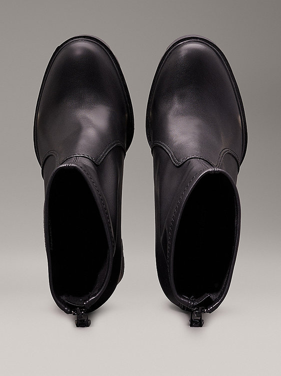 Módní Heel Platform kozačky krátké, Černá barva, 2024