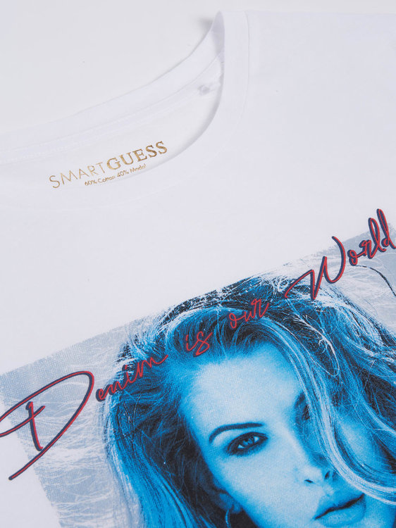 Guess, Bílá, Modrá barva Dreaming triko