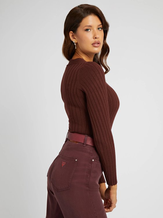 Módní Ines svetr, Hnědá barva, 2022