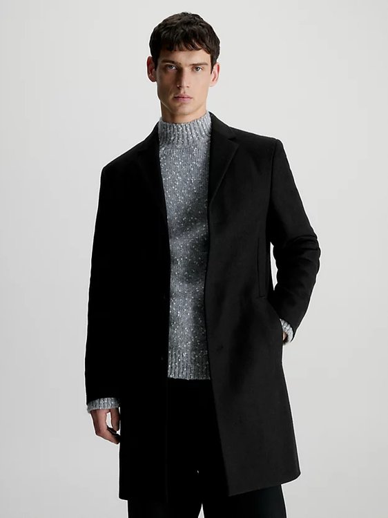 Calvin Klein – Wool Cashmere kabát, Černá barva