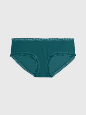 Calvin Klein Underwear – Lace Edge hipstery, Modrá, Zelená barva