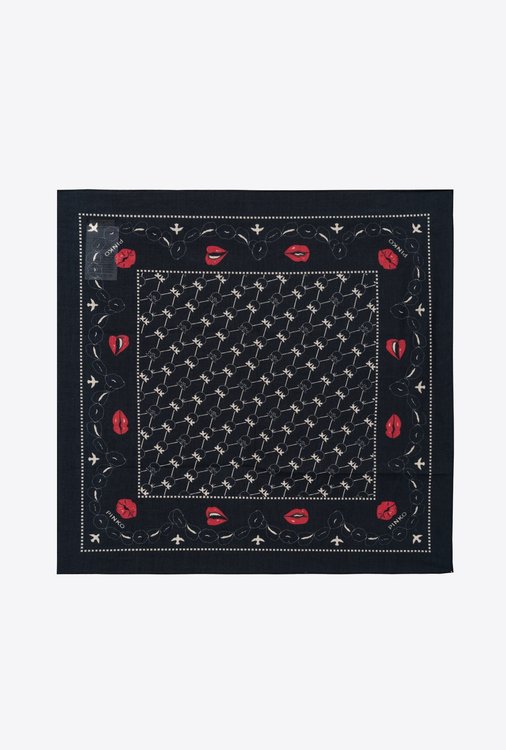 Monogram bandana šátek – Pinko, Černá barva Ženy