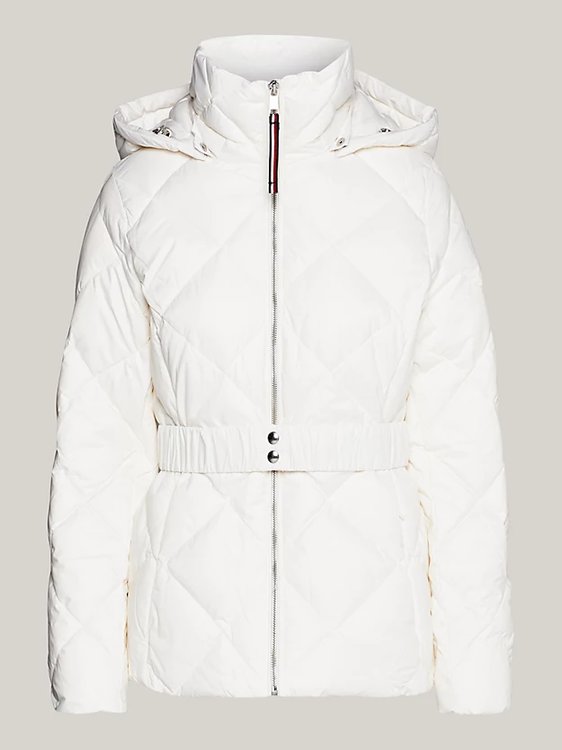 Tommy Hilfiger, Bílá barva Elevated Belted bunda