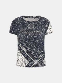 Luxusní Bandana Print triko, Modrá barva, S, M